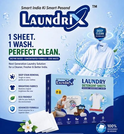 Laundrix Eco-Friendly Laundry Detergent Sheets